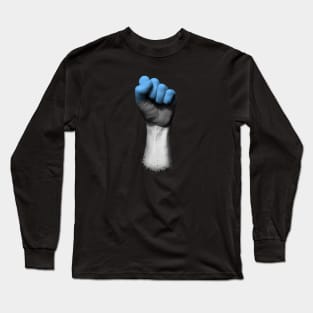 Flag of Estonia on a Raised Clenched Fist Long Sleeve T-Shirt